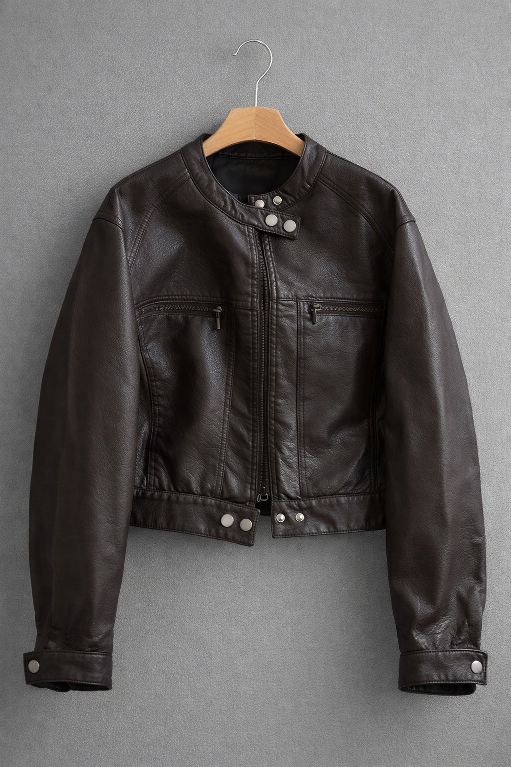Classic Cropped Leather Jacket